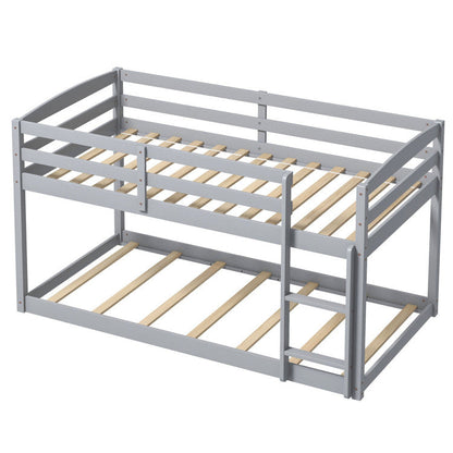 Goflame Solid Wood Twin Over Twin Bunk Bed Frame
