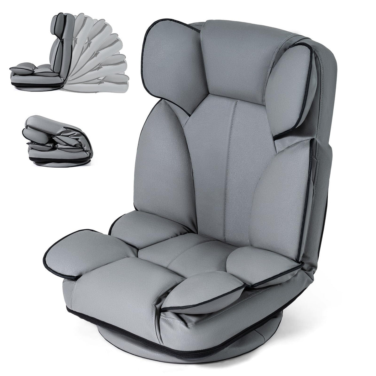 Goflame 360° Swivel Floor Gaming Chair with 6-Position Adjustable Backrest & Sponge Filling