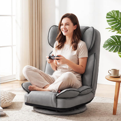 Goflame 360° Swivel Floor Gaming Chair with 6-Position Adjustable Backrest & Sponge Filling