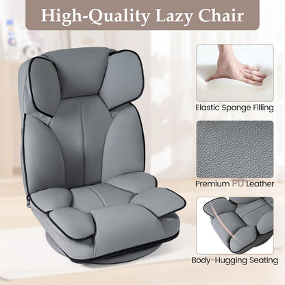 Goflame 360° Swivel Floor Gaming Chair with 6-Position Adjustable Backrest & Sponge Filling