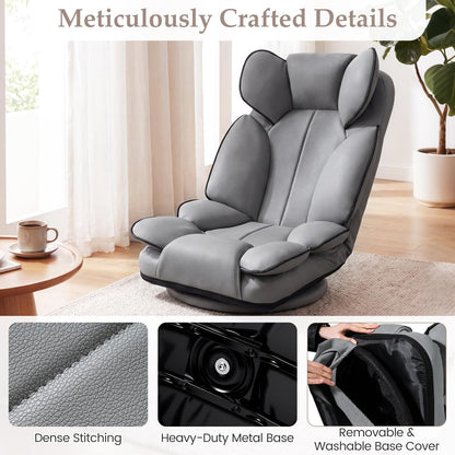 Goflame 360° Swivel Floor Gaming Chair with 6-Position Adjustable Backrest & Sponge Filling