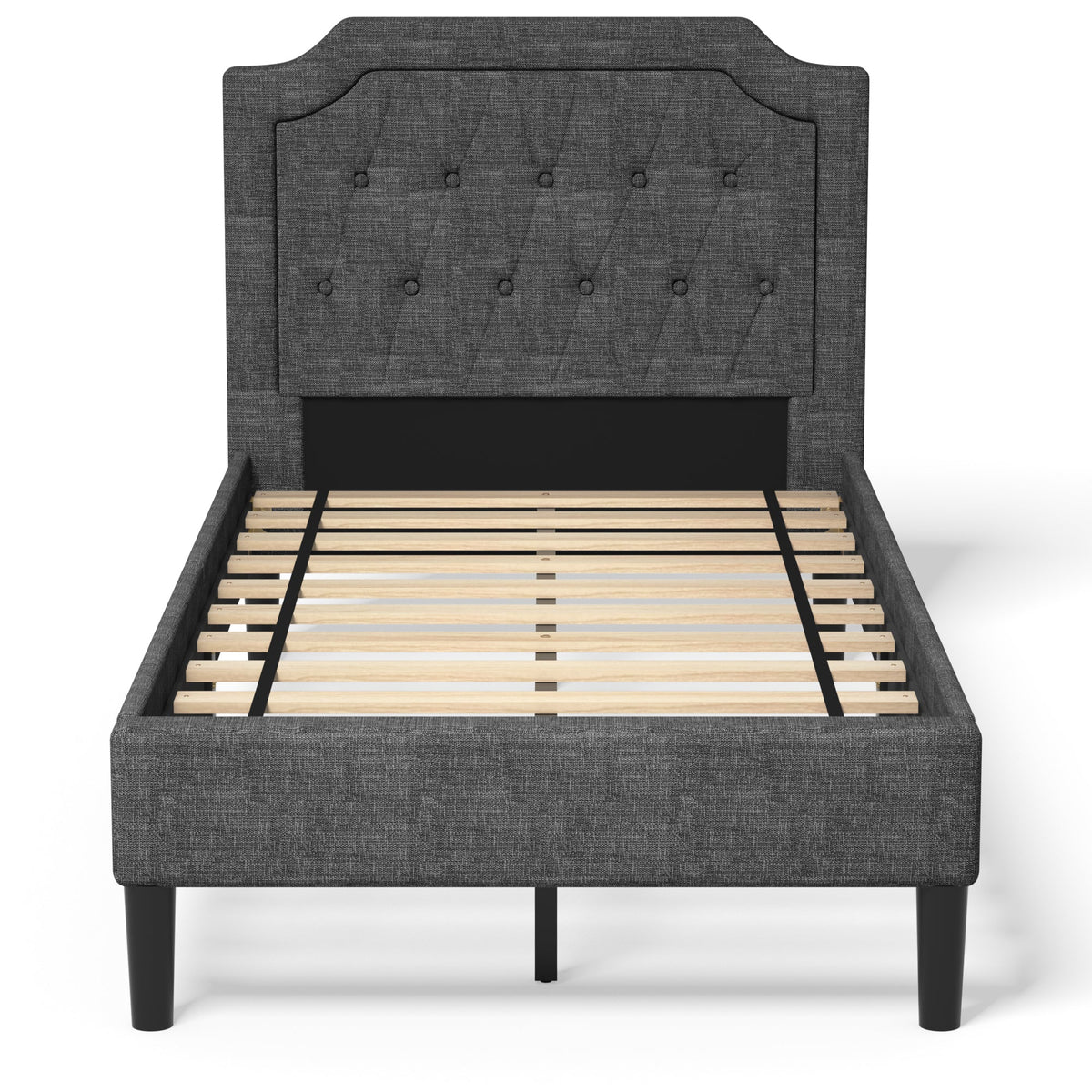 Twin Size Upholstered Bed Base with Button Stitched Headboard