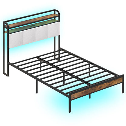 Goflame King/Queen/Full/Twin Size Bed Frame with Storage Headboard