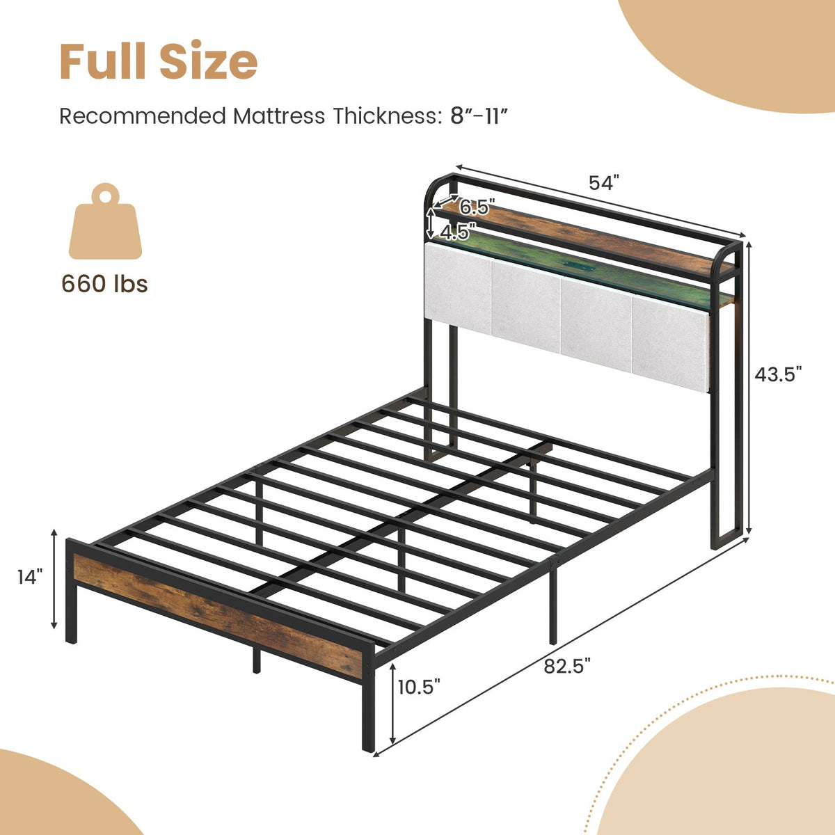 Goflame King/Queen/Full/Twin Size Bed Frame with Storage Headboard