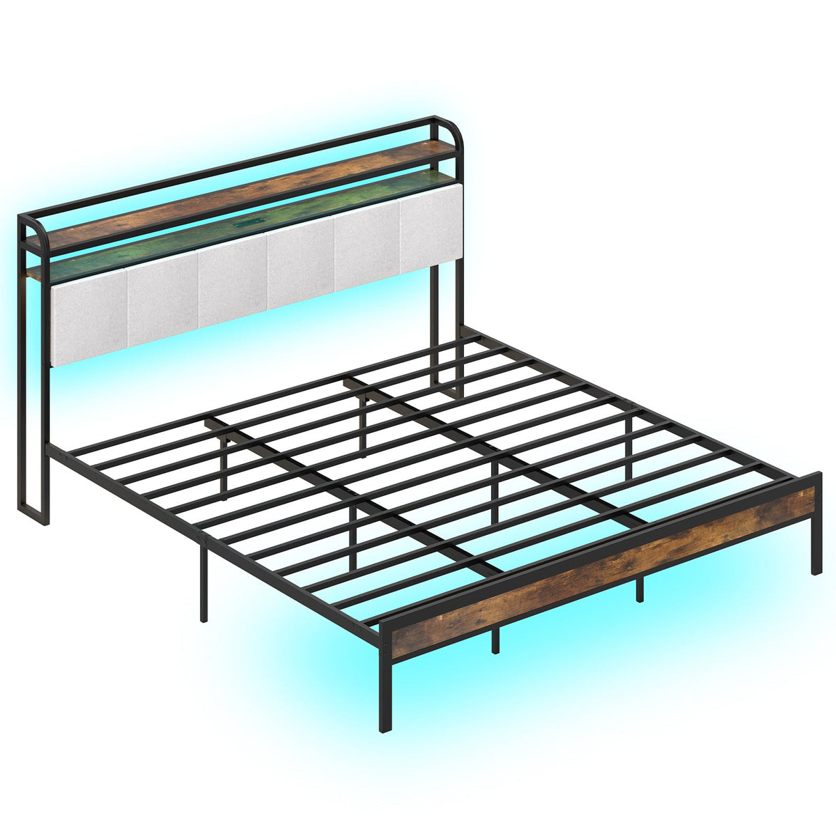 Goflame King/Queen/Full/Twin Size Bed Frame with Storage Headboard