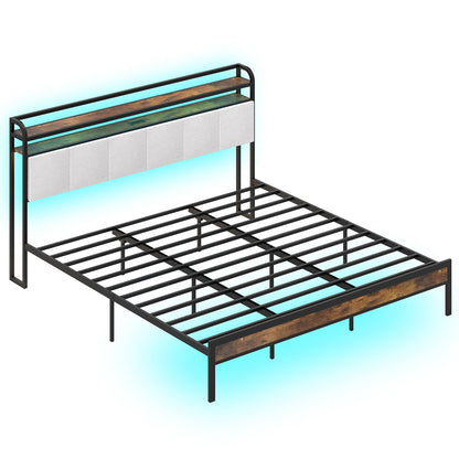 Goflame King/Queen/Full/Twin Size Bed Frame with Storage Headboard