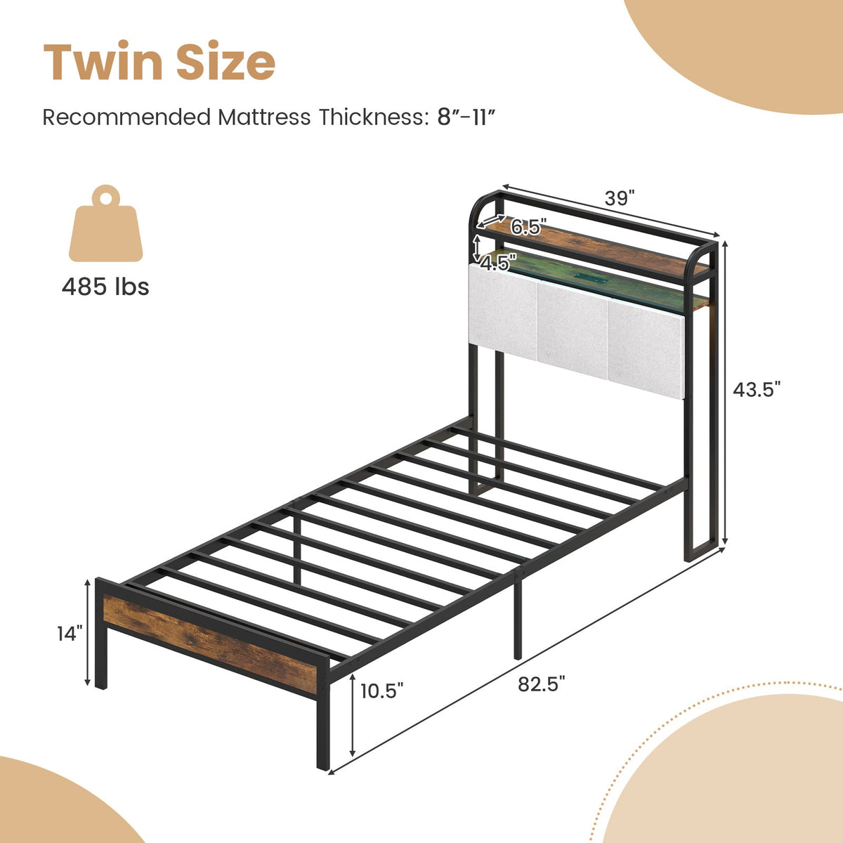 Goflame King/Queen/Full/Twin Size Bed Frame with Storage Headboard