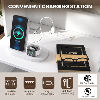 Goflame Nightstand with Charging Station - 55" Tall Bedside Table