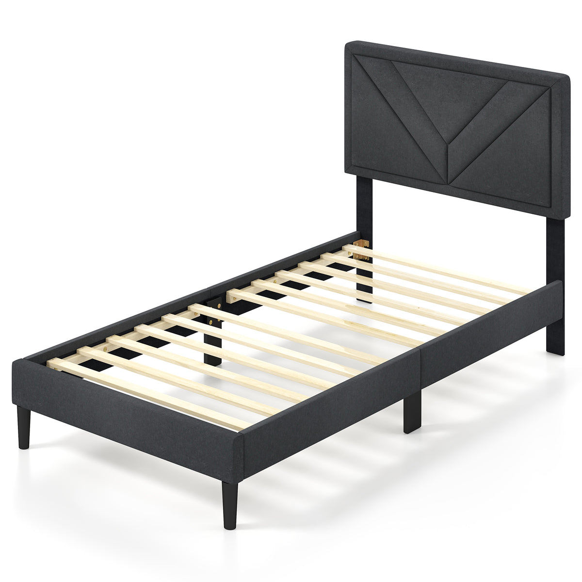 Queen/Full/Twin Size Upholstered Platform Bed Frame with Diagonal Channel Tufted Headboard