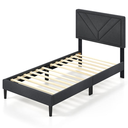 Queen/Full/Twin Size Upholstered Platform Bed Frame with Diagonal Channel Tufted Headboard