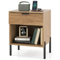 Goflame Mid Century Modern Nightstand with Charging Station