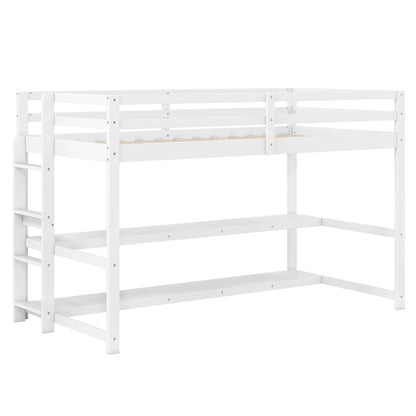 Goflame Twin Low Loft Bed with Storage Shelves
