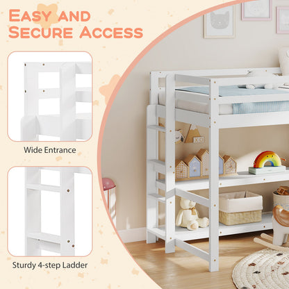 Goflame Twin Low Loft Bed with Storage Shelves