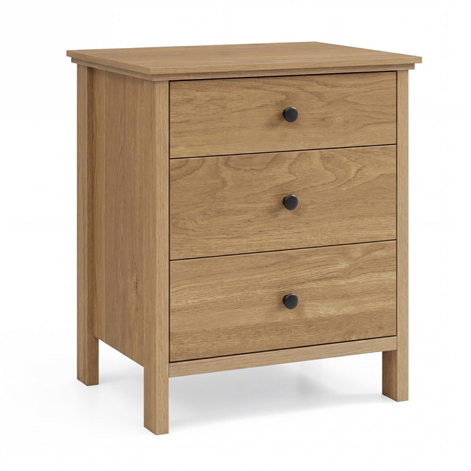 Goflame Modern 3-Drawer Nightstand Wooden Bedside Table