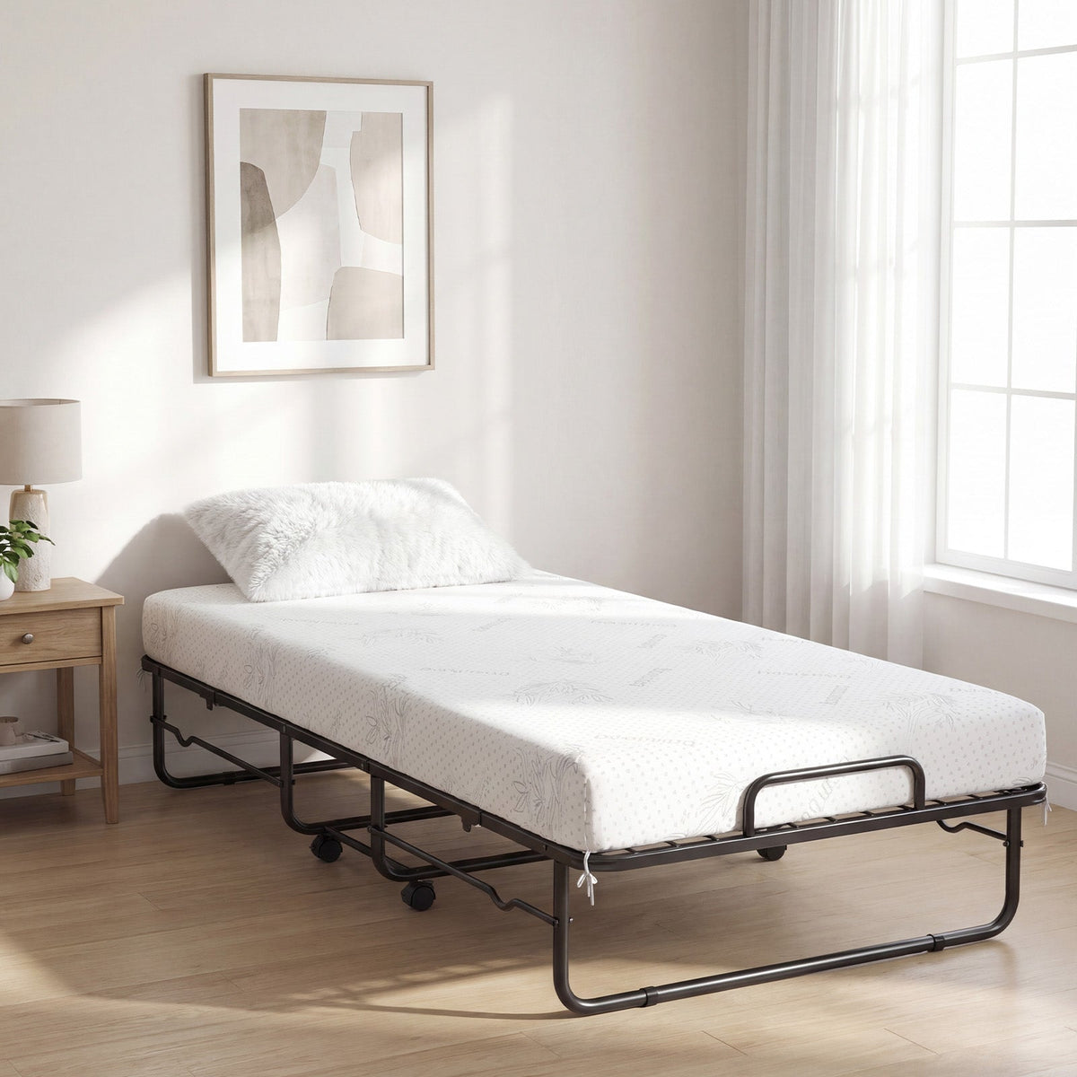 Goflame Folding Bed with 5-Inch Mattress 75" x 38" Twin Size Foldable Guest Bed