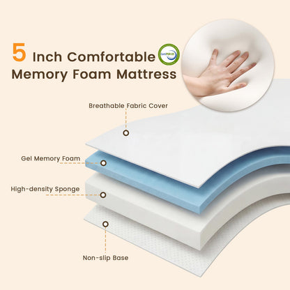 Goflame Folding Bed with 5-Inch Mattress 75" x 38" Twin Size Foldable Guest Bed