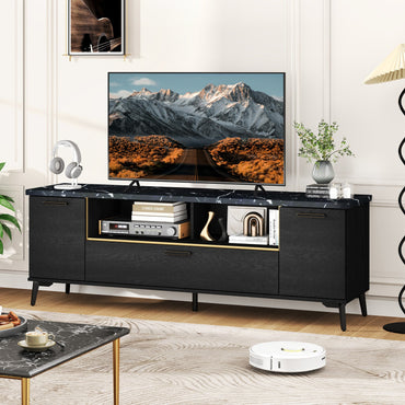 Goflame TV Stand for TVs up to 75", 63-Inch Mid Century Modern Entertainment Center with Flip Door Cabinet