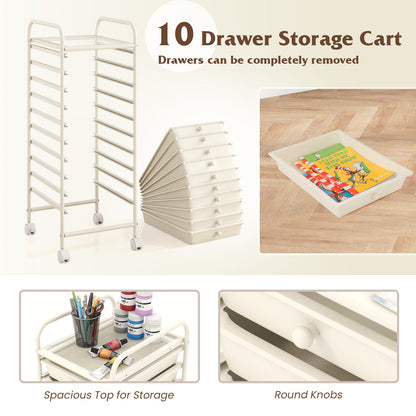 Goflame Rolling Storage Cart on Wheels with 10 Drawers