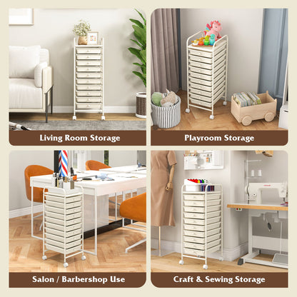 Goflame Rolling Storage Cart on Wheels with 10 Drawers