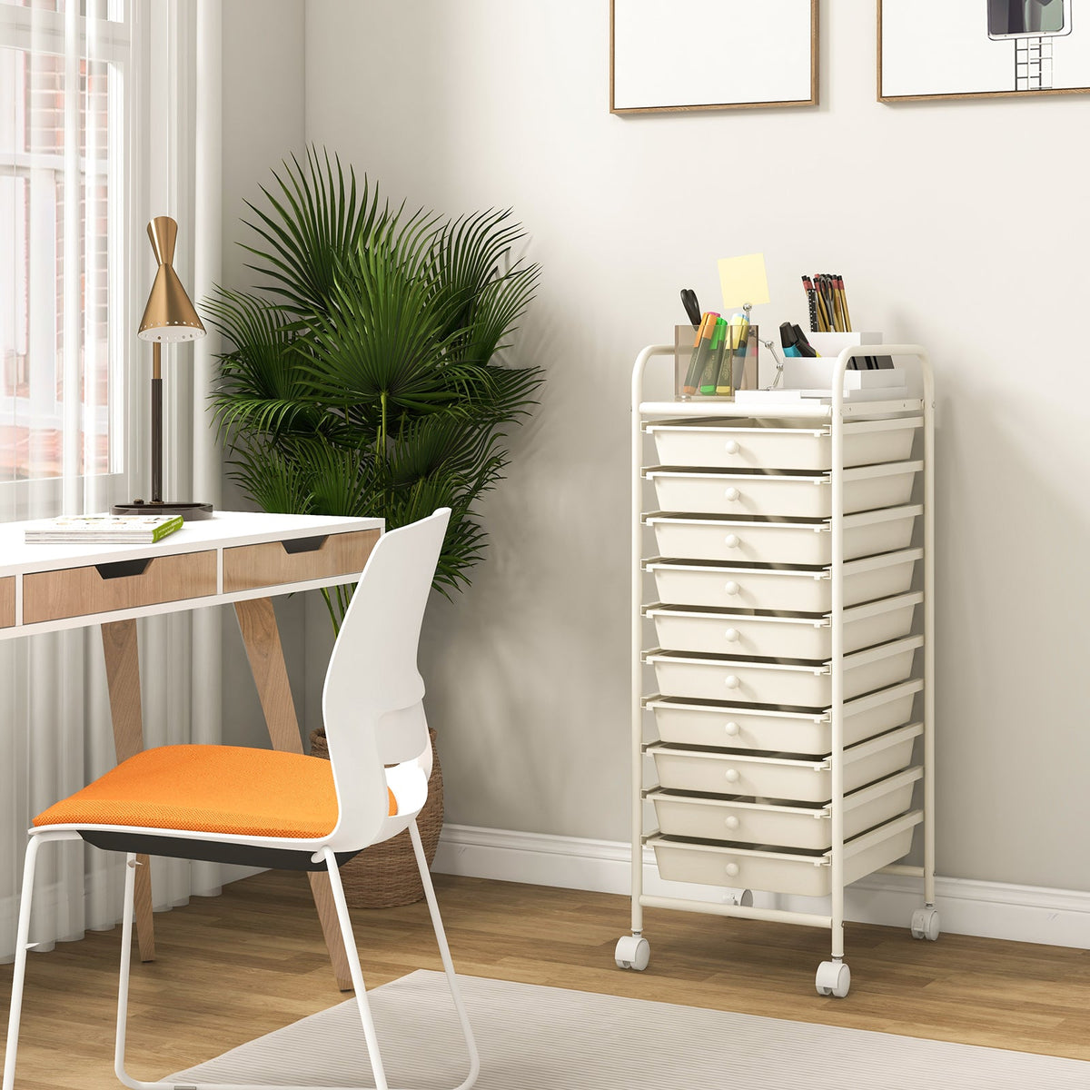 Goflame Rolling Storage Cart on Wheels with 10 Drawers