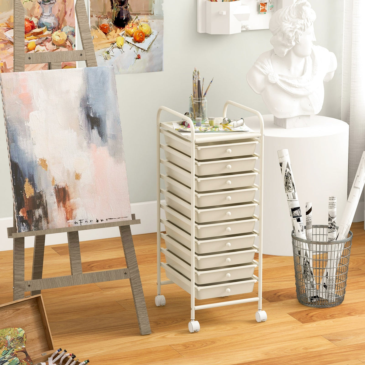 Goflame Rolling Storage Cart on Wheels with 10 Drawers