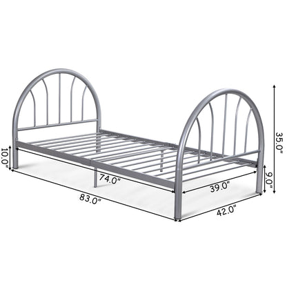 Goflame 83" x 42" x 35" Metal Bed Platform Frame Twin Size Bedroom Home Furniture