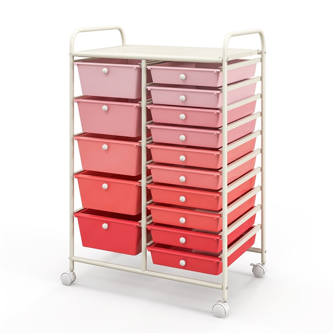 Goflame 15-Drawer Organizer Cart Office School Rolling Storage Cart