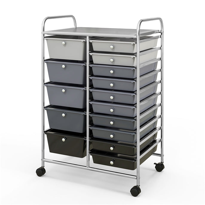 Goflame 15-Drawer Organizer Cart Office School Rolling Storage Cart