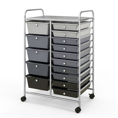 Goflame 15-Drawer Organizer Cart Office School Rolling Storage Cart