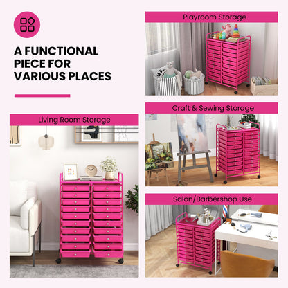 Goflame Storage Drawer Carts, 20-Drawer Organizer, Utility Cart on Wheels