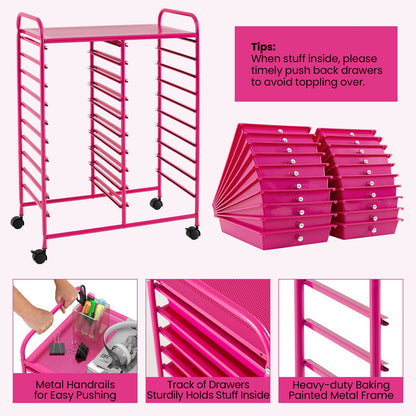 Goflame Storage Drawer Carts, 20-Drawer Organizer, Utility Cart on Wheels