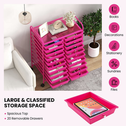 Goflame Storage Drawer Carts, 20-Drawer Organizer, Utility Cart on Wheels