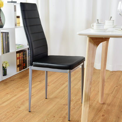 Goflame Set of 4 PU Leather Dining Side Chairs with Padded Seat Foot Cap
