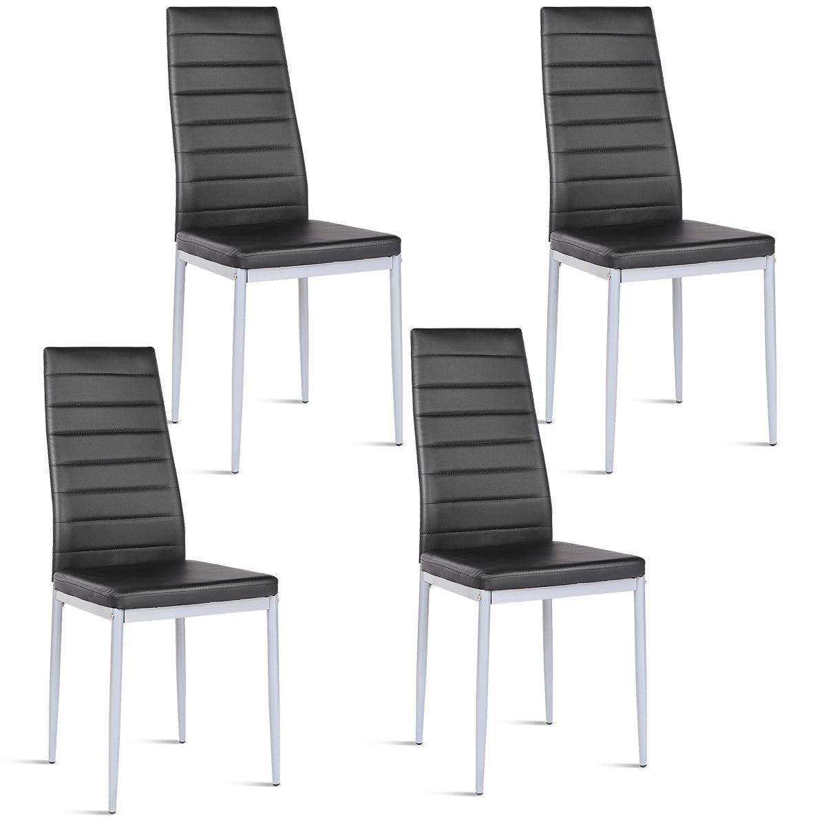 Goflame Set of 4 PU Leather Dining Side Chairs with Padded Seat Foot Cap