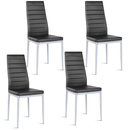 Goflame Set of 4 PU Leather Dining Side Chairs with Padded Seat Foot Cap