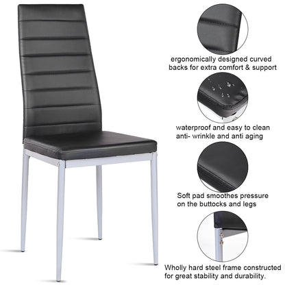 Goflame Set of 4 PU Leather Dining Side Chairs with Padded Seat Foot Cap