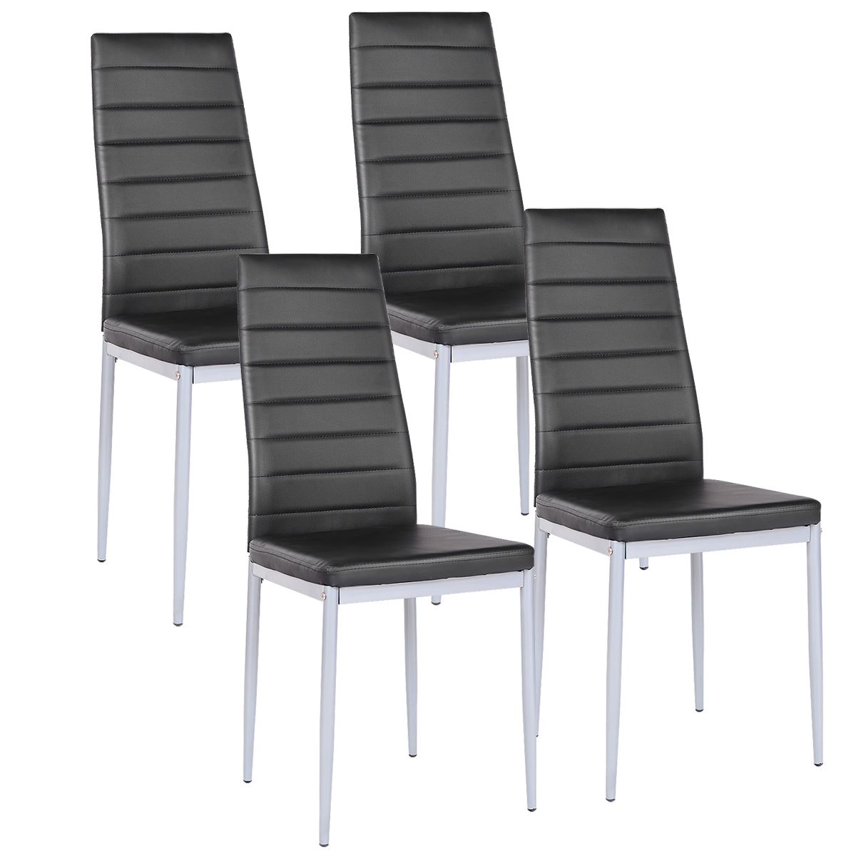 Goflame Set of 4 PU Leather Dining Side Chairs with Padded Seat Foot Cap