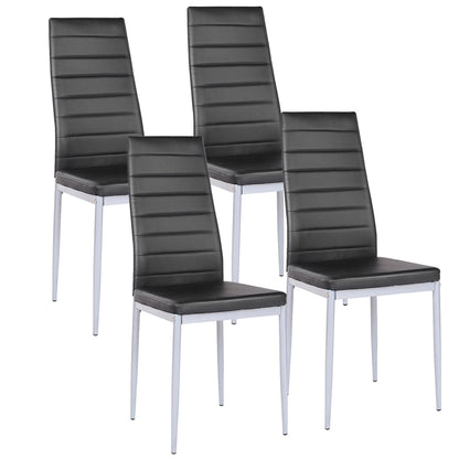 Goflame Set of 4 PU Leather Dining Side Chairs with Padded Seat Foot Cap