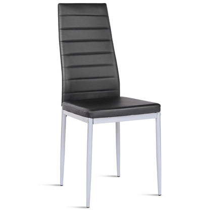 Goflame Set of 4 PU Leather Dining Side Chairs with Padded Seat Foot Cap