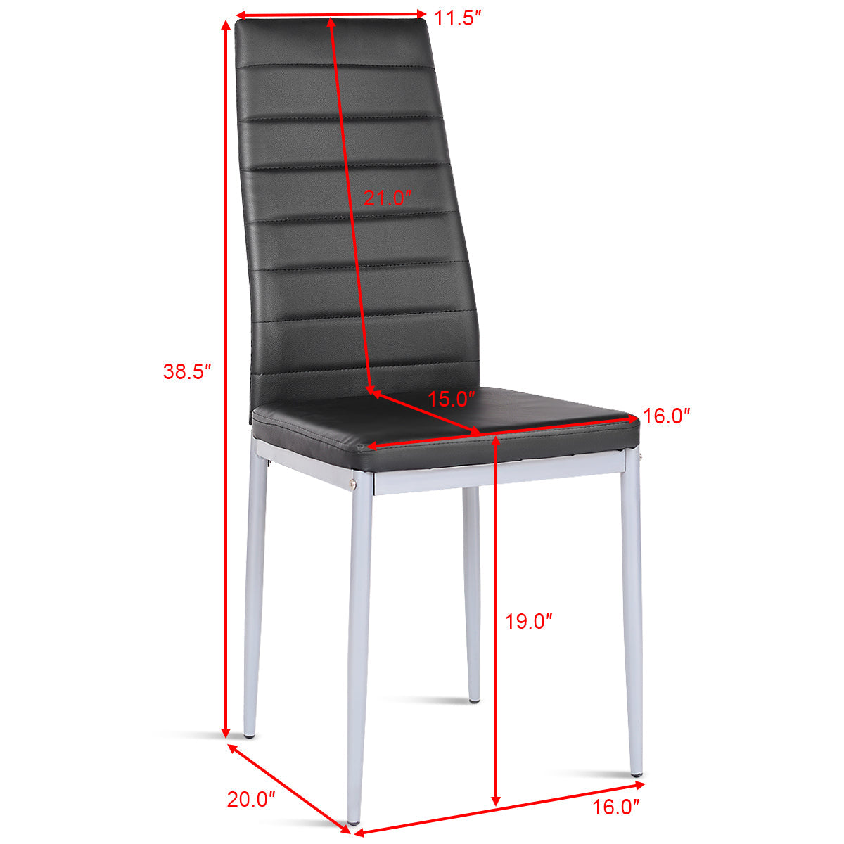 Goflame Set of 4 PU Leather Dining Side Chairs with Padded Seat Foot Cap