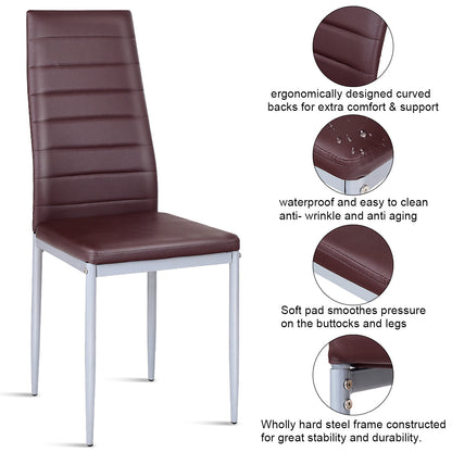 Goflame Set of 4 PU Leather Dining Side Chairs with Padded Seat Foot Cap