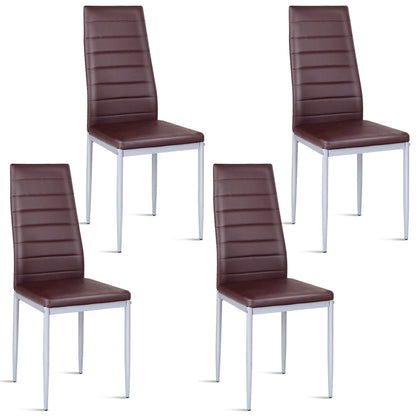 Goflame Set of 4 PU Leather Dining Side Chairs with Padded Seat Foot Cap