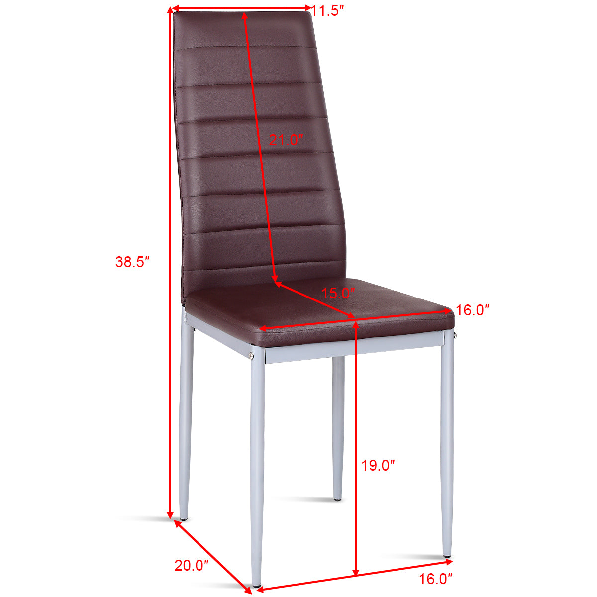 Goflame Set of 4 PU Leather Dining Side Chairs with Padded Seat Foot Cap