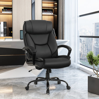 Goflame Executive Office Chair, Big and Tall Massage Chair w/ 6 Vibrating Points (Black)