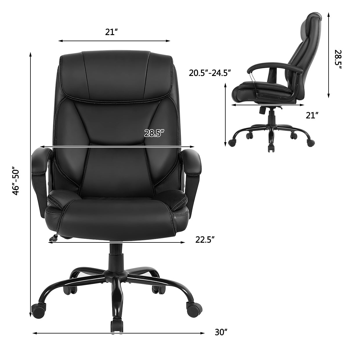 Goflame Executive Office Chair, Big and Tall Massage Chair w/ 6 Vibrating Points (Black)