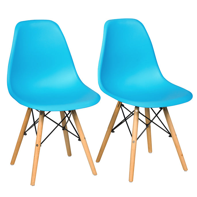 Goflame Dining DSW Chairs with Linen Cushion, Modern Mid Century Shell Chairs w/ Wood Legs