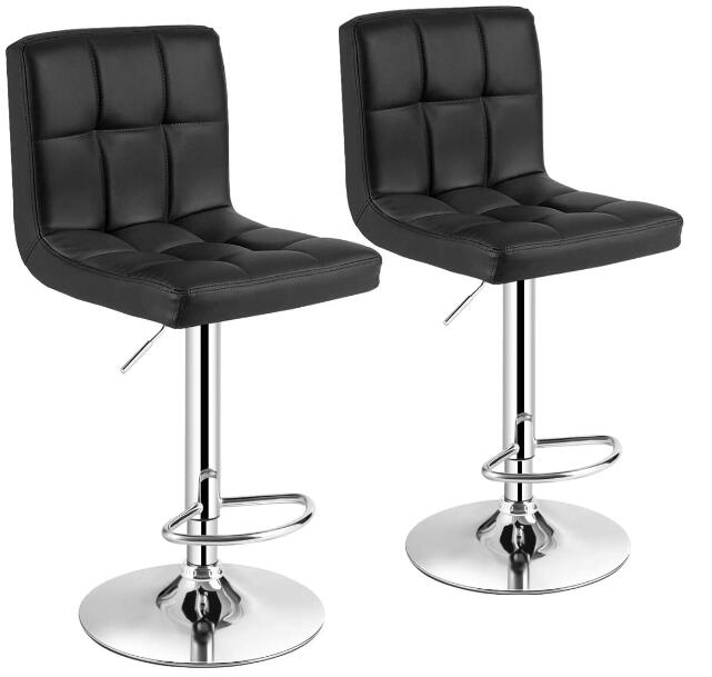 Goflame Bar Stool, Modern Swivel Adjustable Armless Barstools, Square Counter Height PU Leather Bar Stools