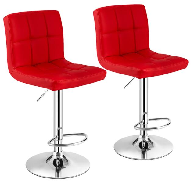 Goflame Bar Stool, Modern Swivel Adjustable Armless Barstools, Square Counter Height PU Leather Bar Stools