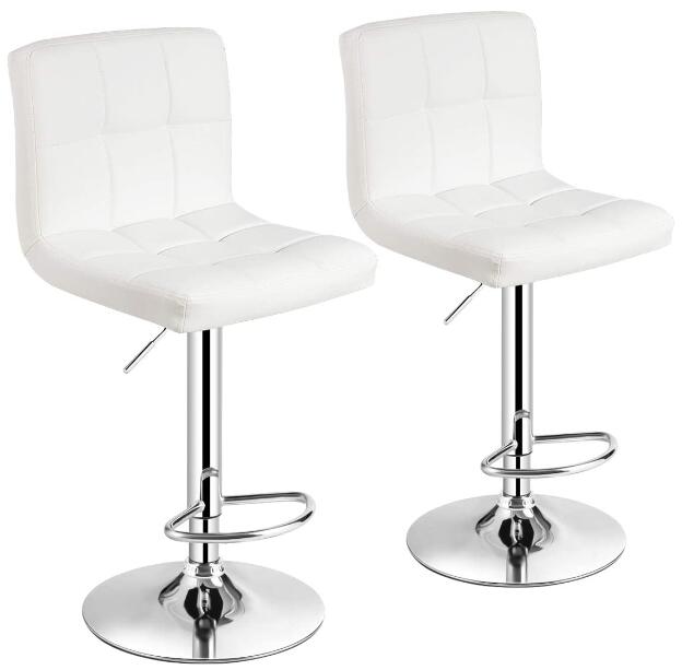 Goflame Bar Stool, Modern Swivel Adjustable Armless Barstools, Square Counter Height PU Leather Bar Stools