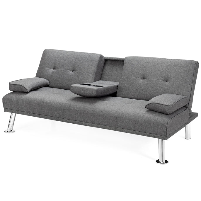 Goflame Modern Upholstered Accent Sofa, Fabric Futon Sofa Bed